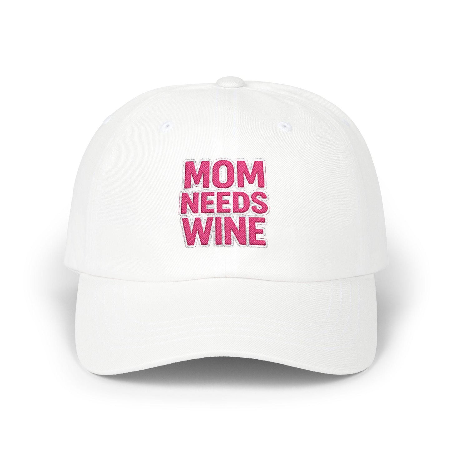 Mom Needs Wine Embroidered Cap, Wine Lover Gift