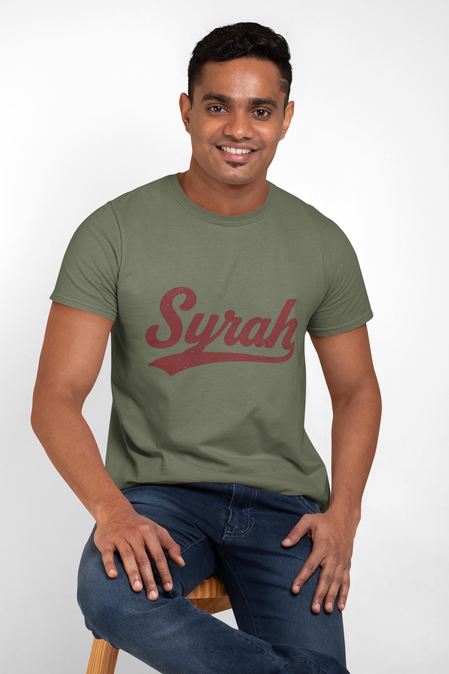 Syrah Script Tee, Wine Grape Shirt, Vineyard Typography