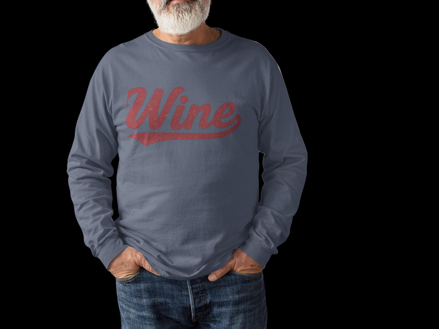 Wine Long Sleeve Tee, Vintage Script, Wine Lover Gift