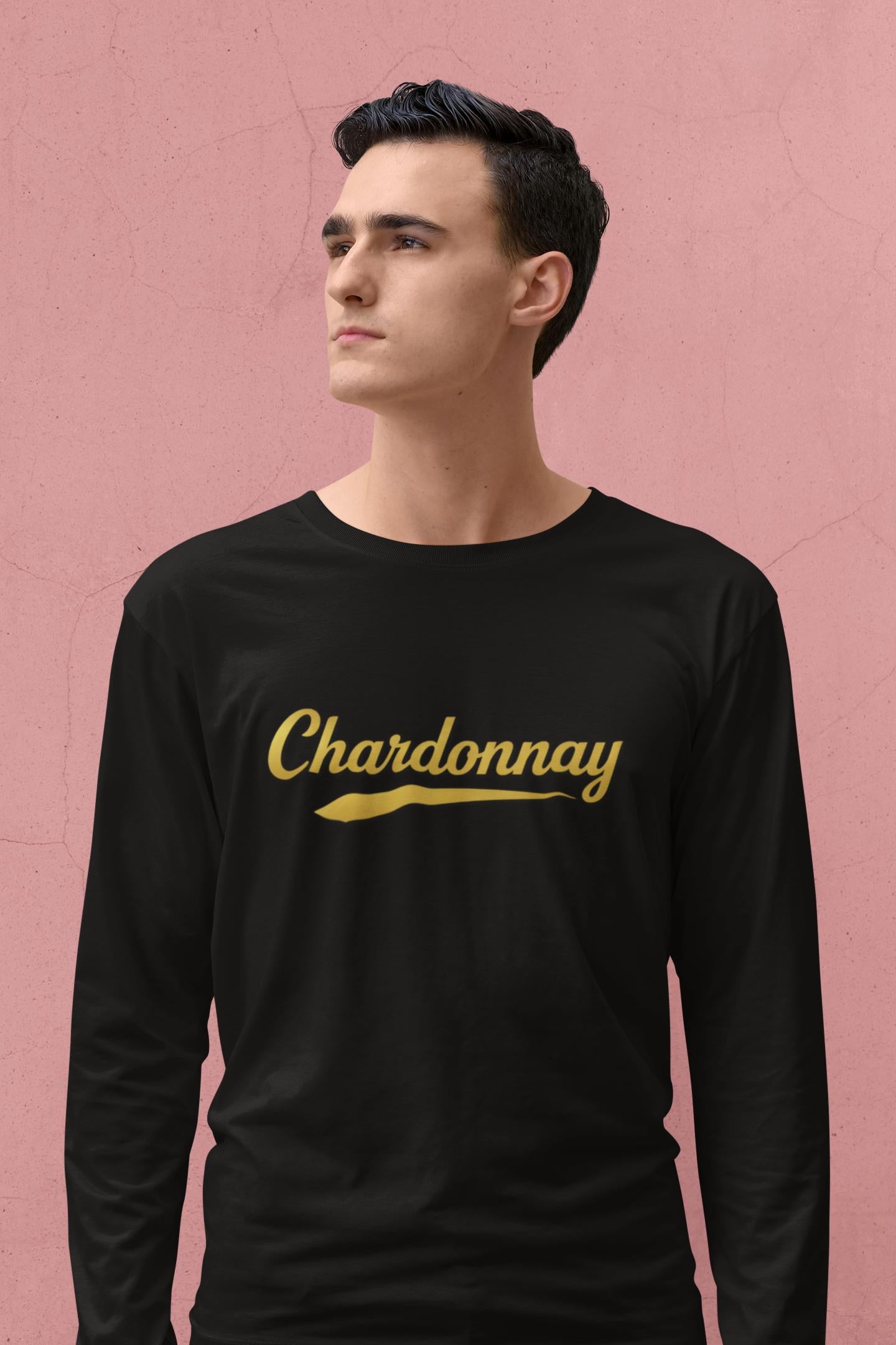Chardonnay Script Logo Long Sleeve Tee, Wine Lovers