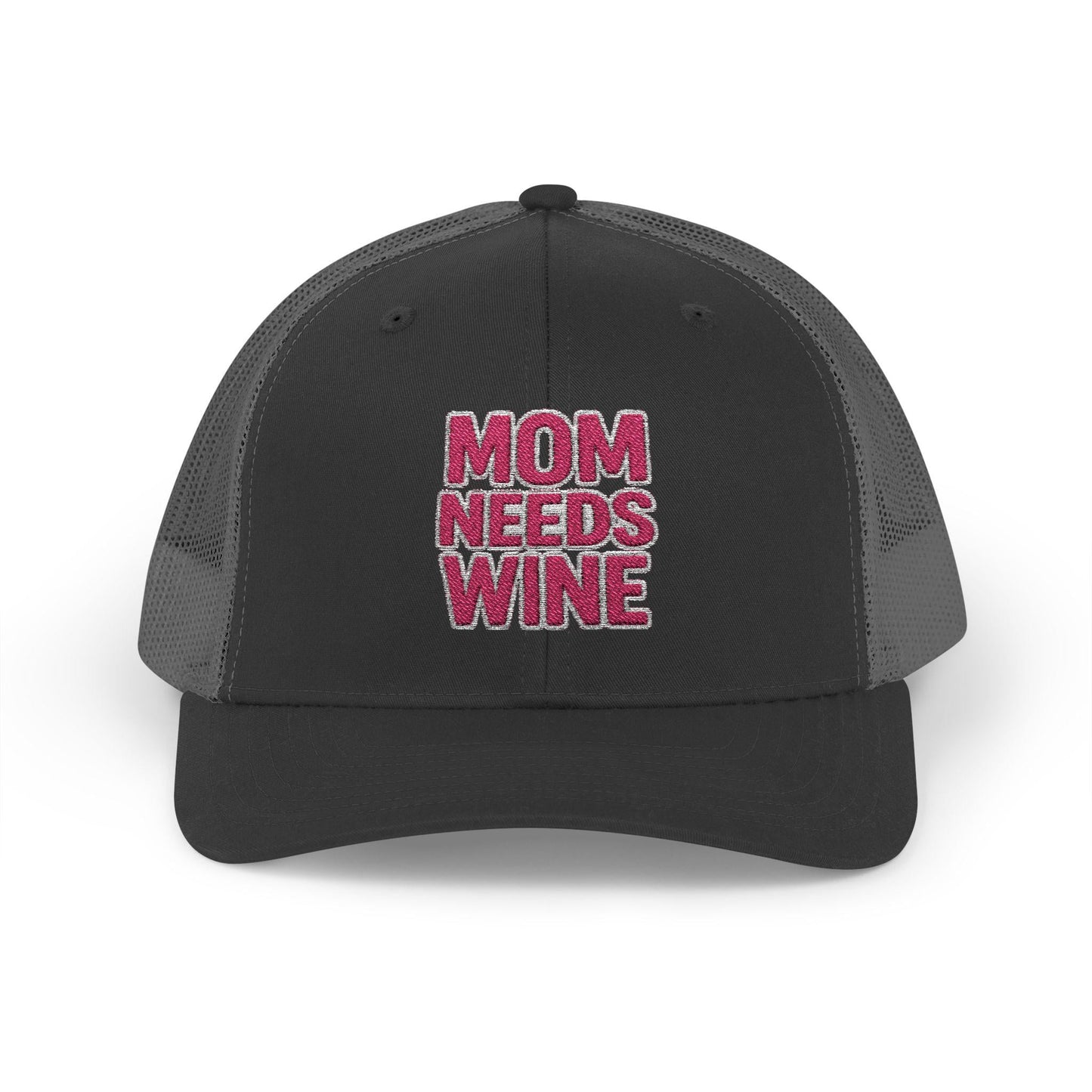 Mom Needs Wine Embroidered Trucker Hat, Funny Gift for Her