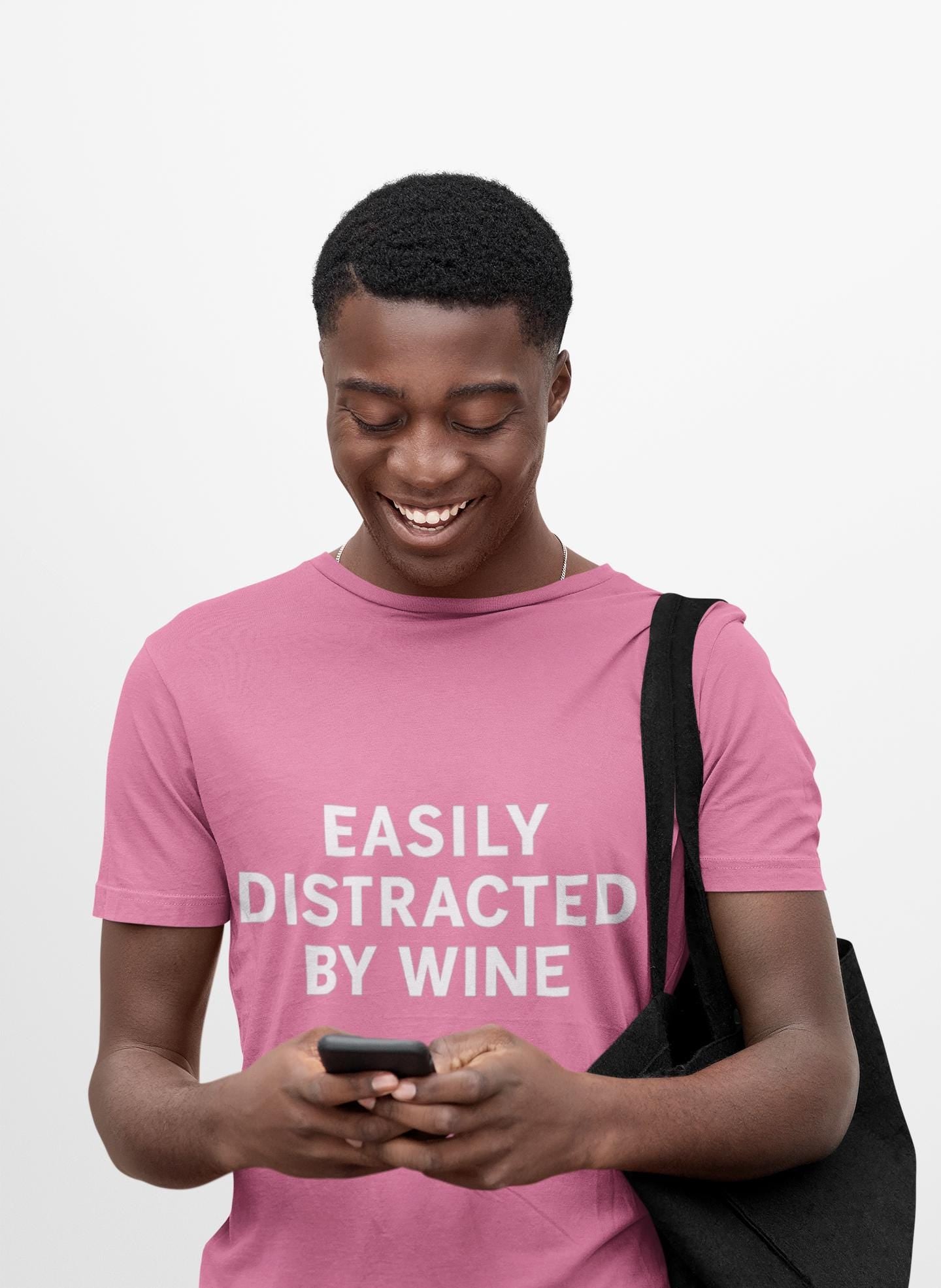 Easily Distracted By Wine T-Shirt, Funny Quote, Relaxed Fit