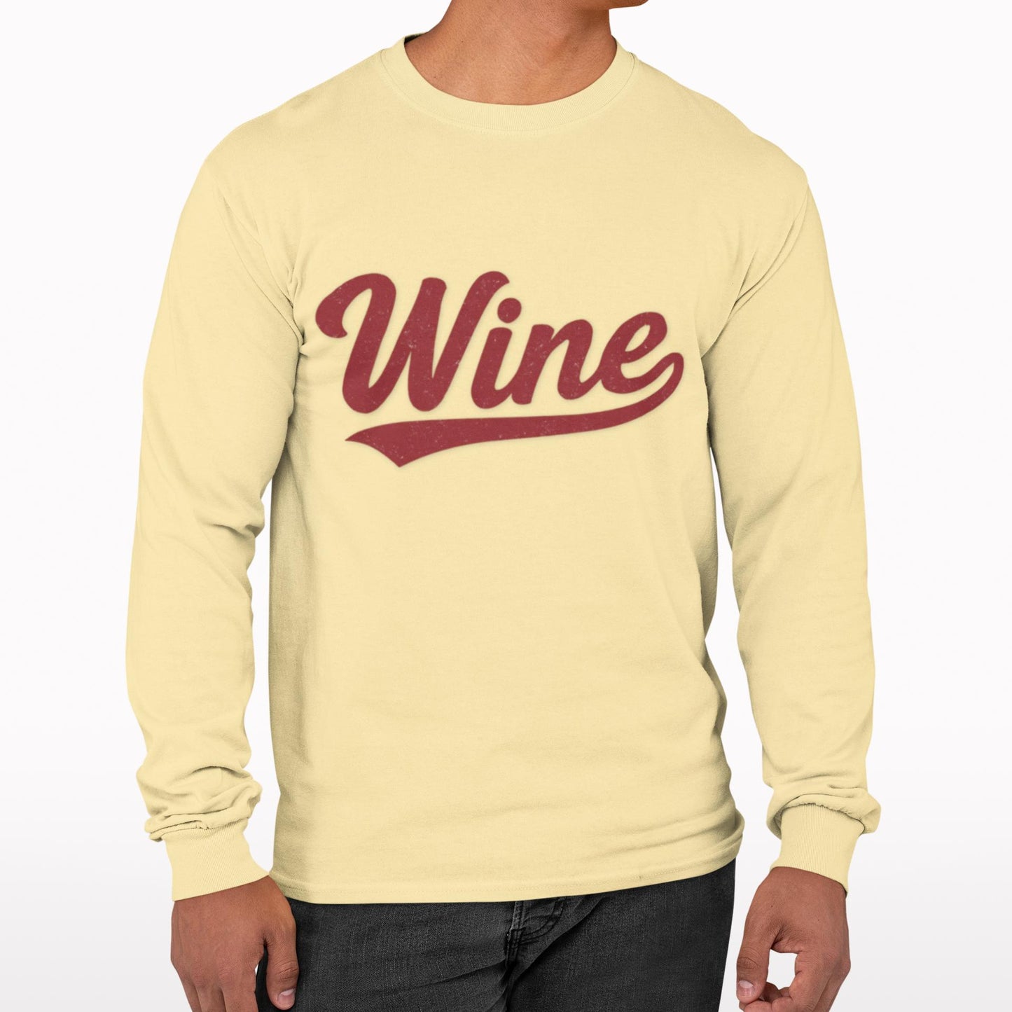 Wine Long Sleeve Tee, Vintage Script, Wine Lover Gift