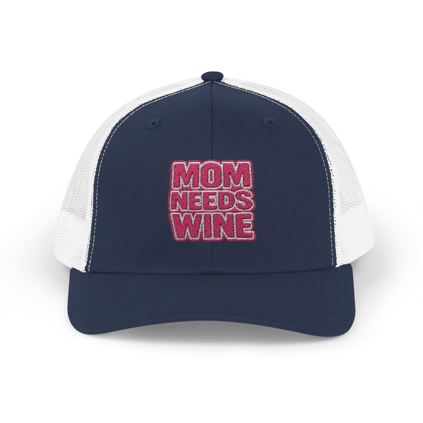 "Mom Needs Wine" Embroidered Trucker Hat