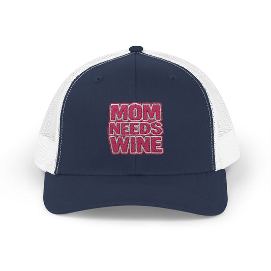 "Mom Needs Wine" Embroidered Trucker Hat