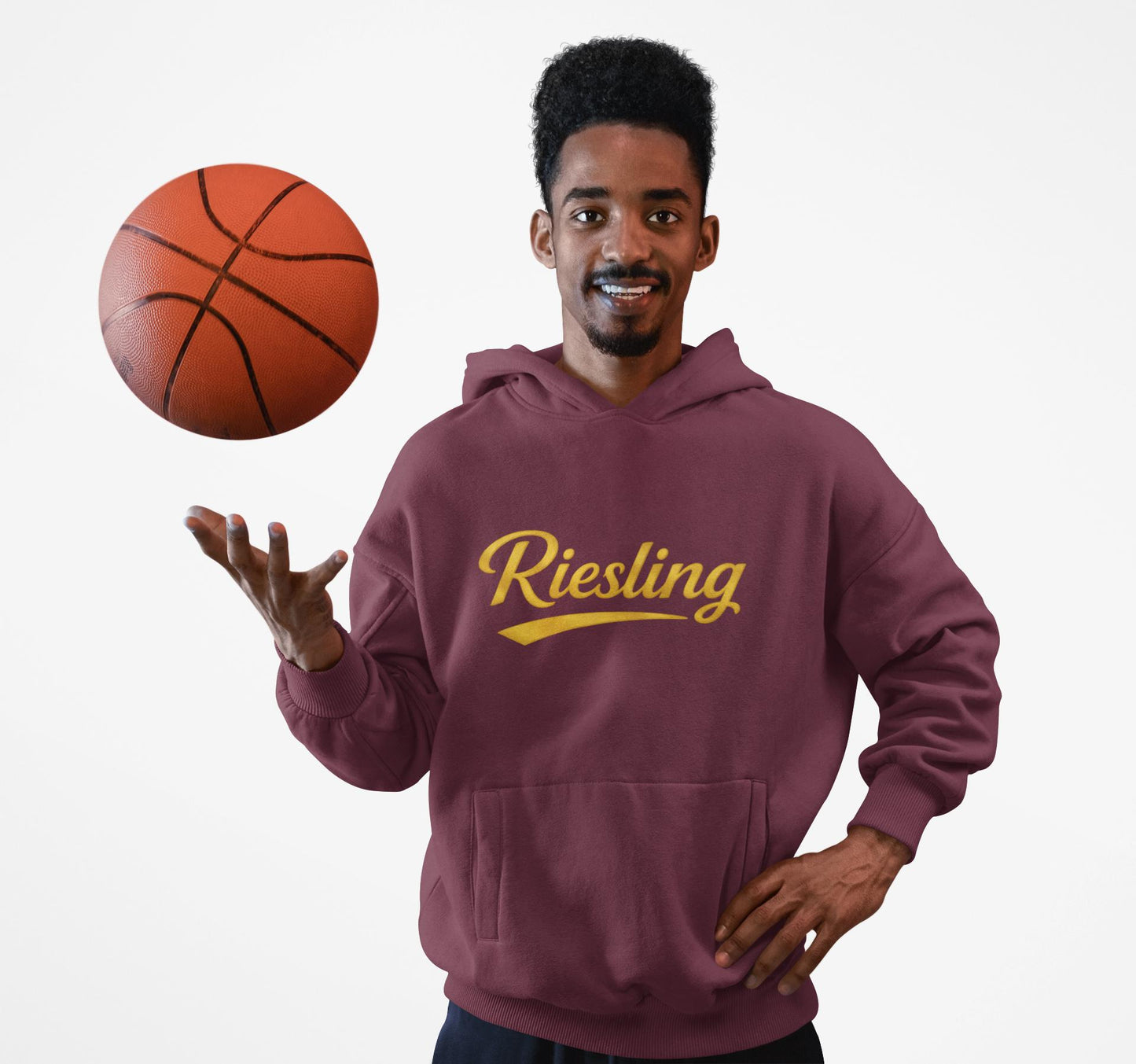 Riesling Hoodie, Wine Script Pullover Sweatshirt