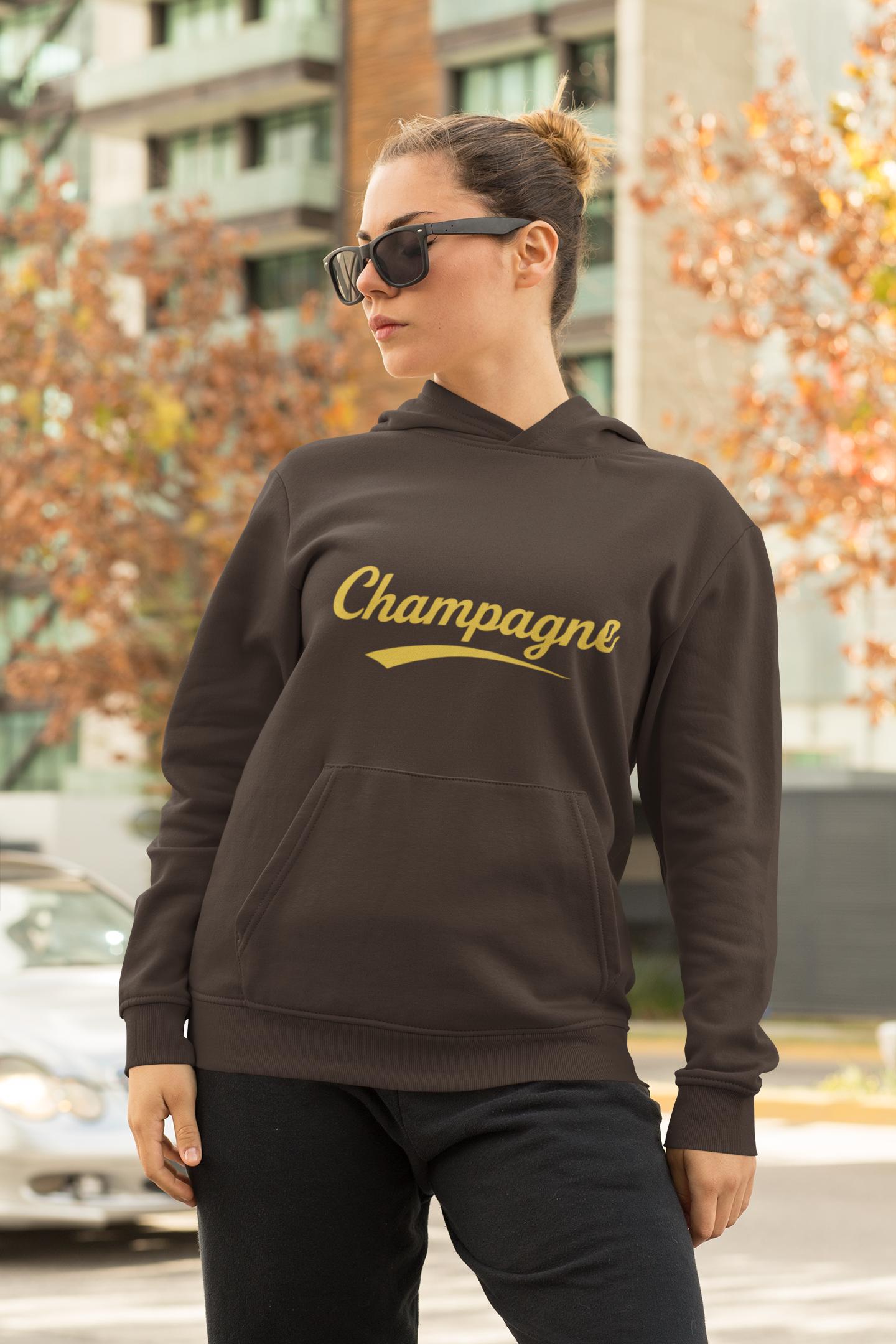 Champagne Script Hoodie, Script Logo Sweatshirt