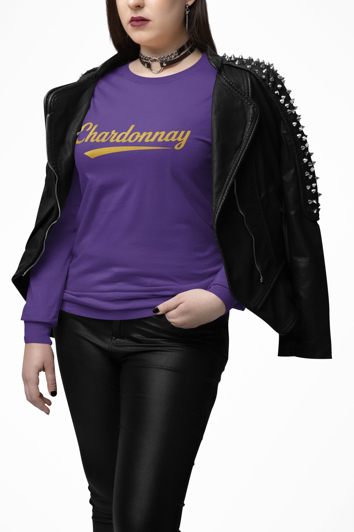Chardonnay Script Logo Long Sleeve Tee, Wine Lovers