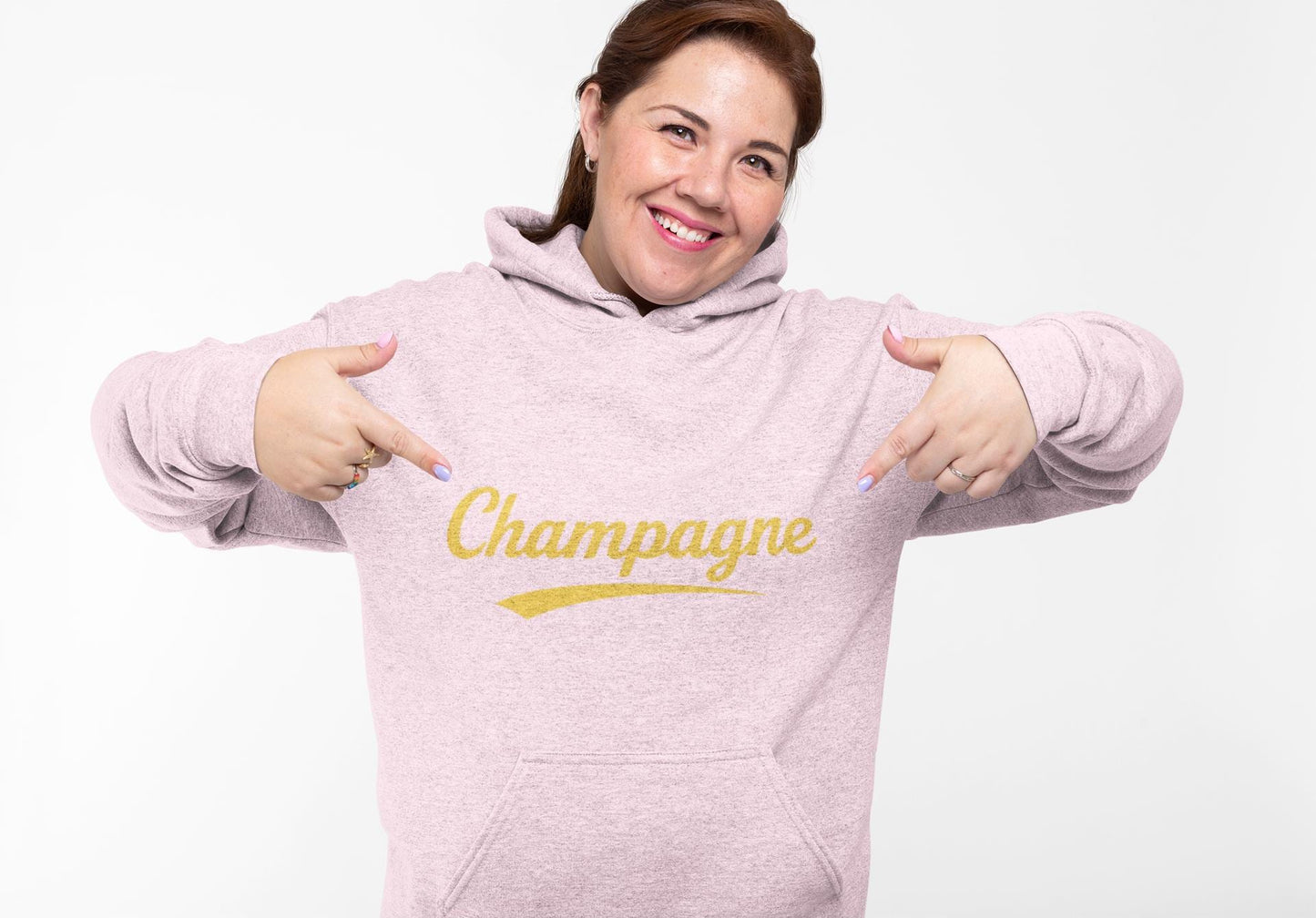 Champagne Script Hoodie, Script Logo Sweatshirt