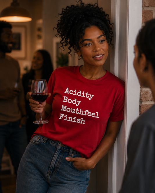 "Acidity Body Mouthfeel Finish" Wine T-Shirt