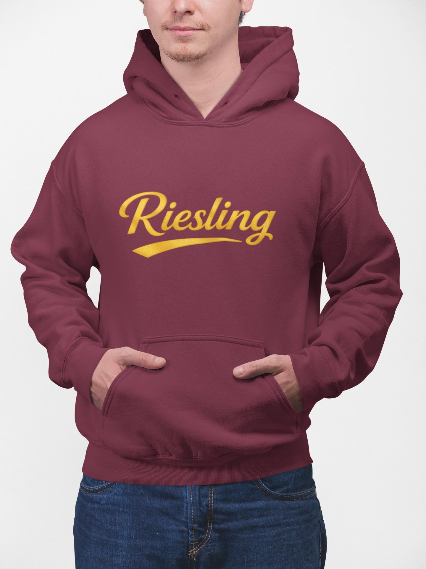 Riesling Hoodie, Wine Script Pullover Sweatshirt