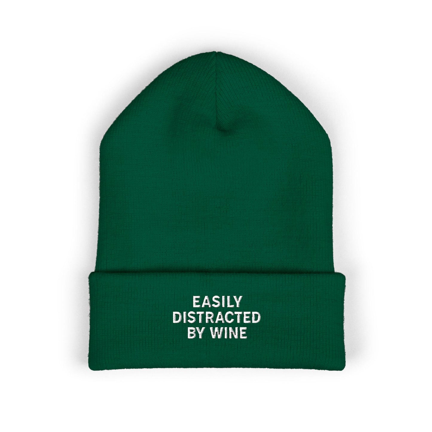 Wine Embroidered Beanie, Cuffed Knit Hat