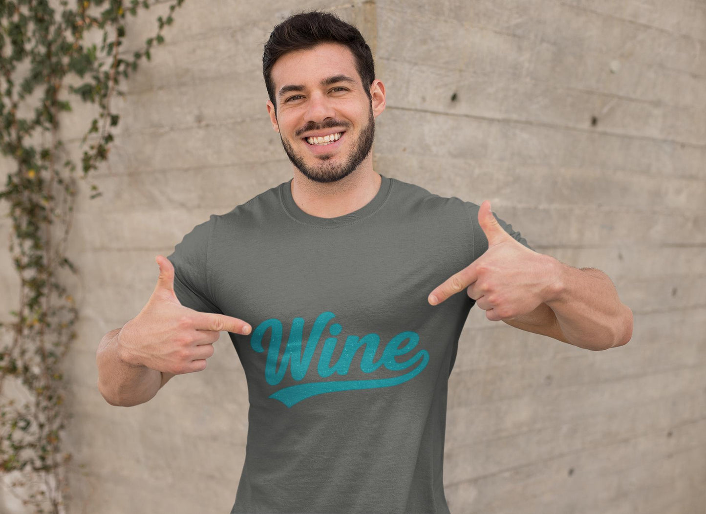 Wine Script Tee | Teal Wine Typography T-Shirt