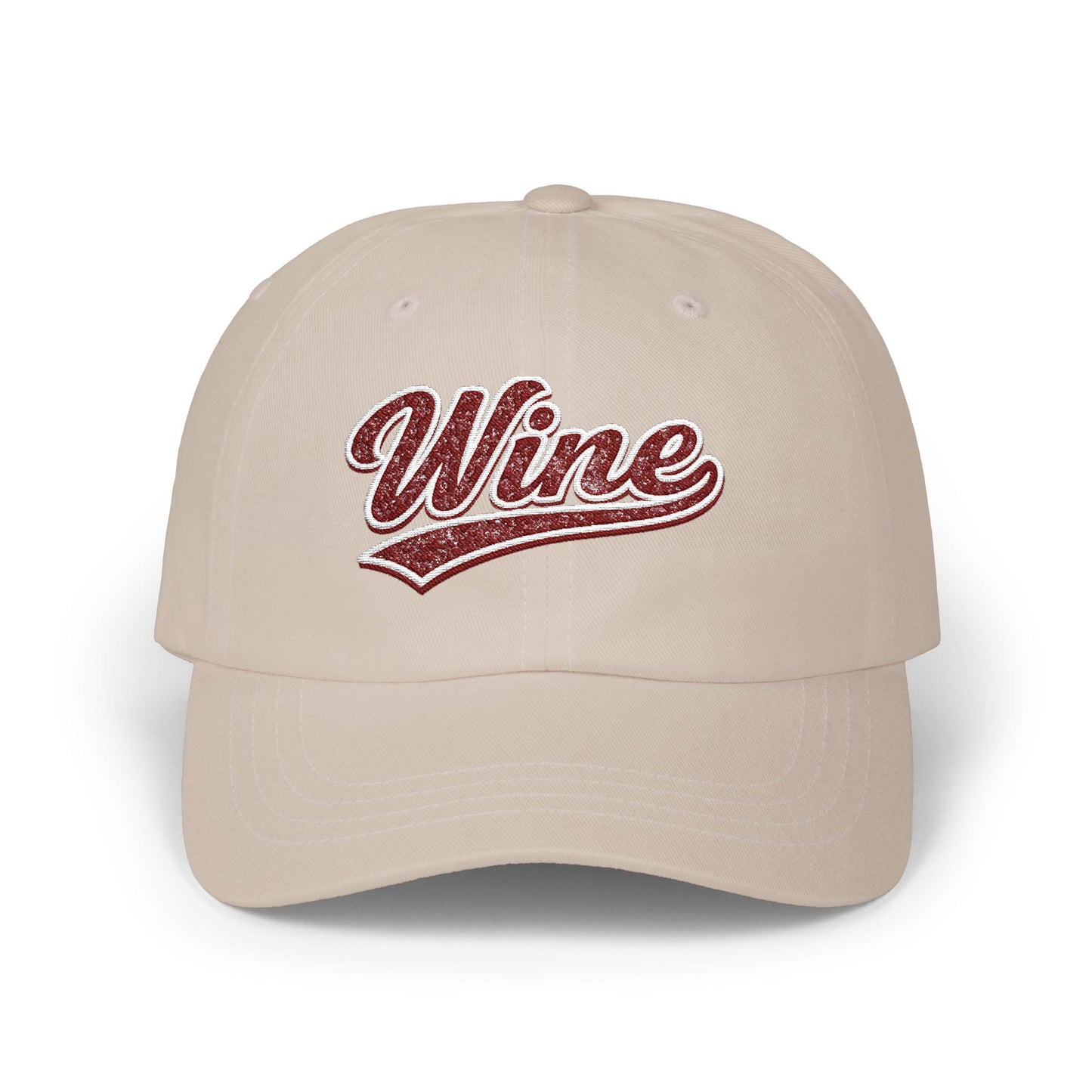 Embroidered Wine Dad Hat, Vineyard Style Cotton Cap