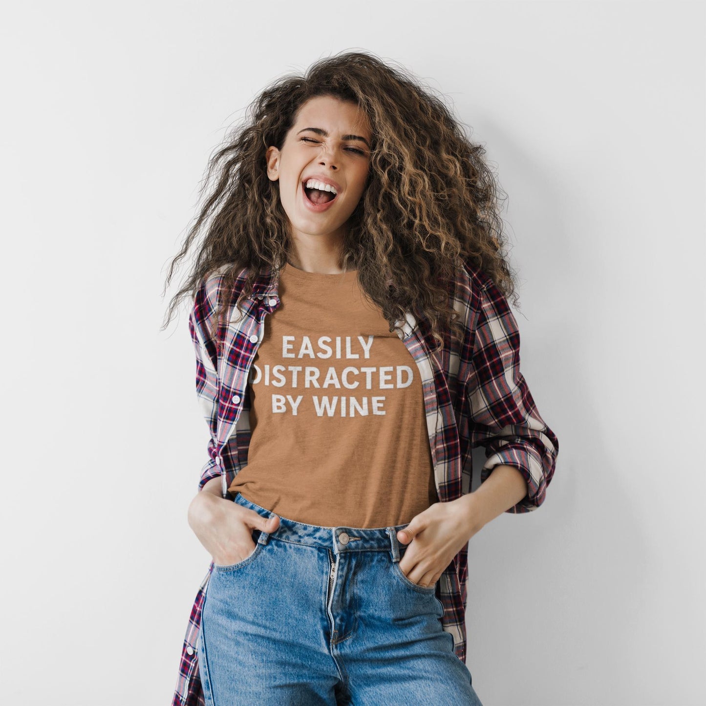 Easily Distracted By Wine T-Shirt, Funny Quote, Relaxed Fit