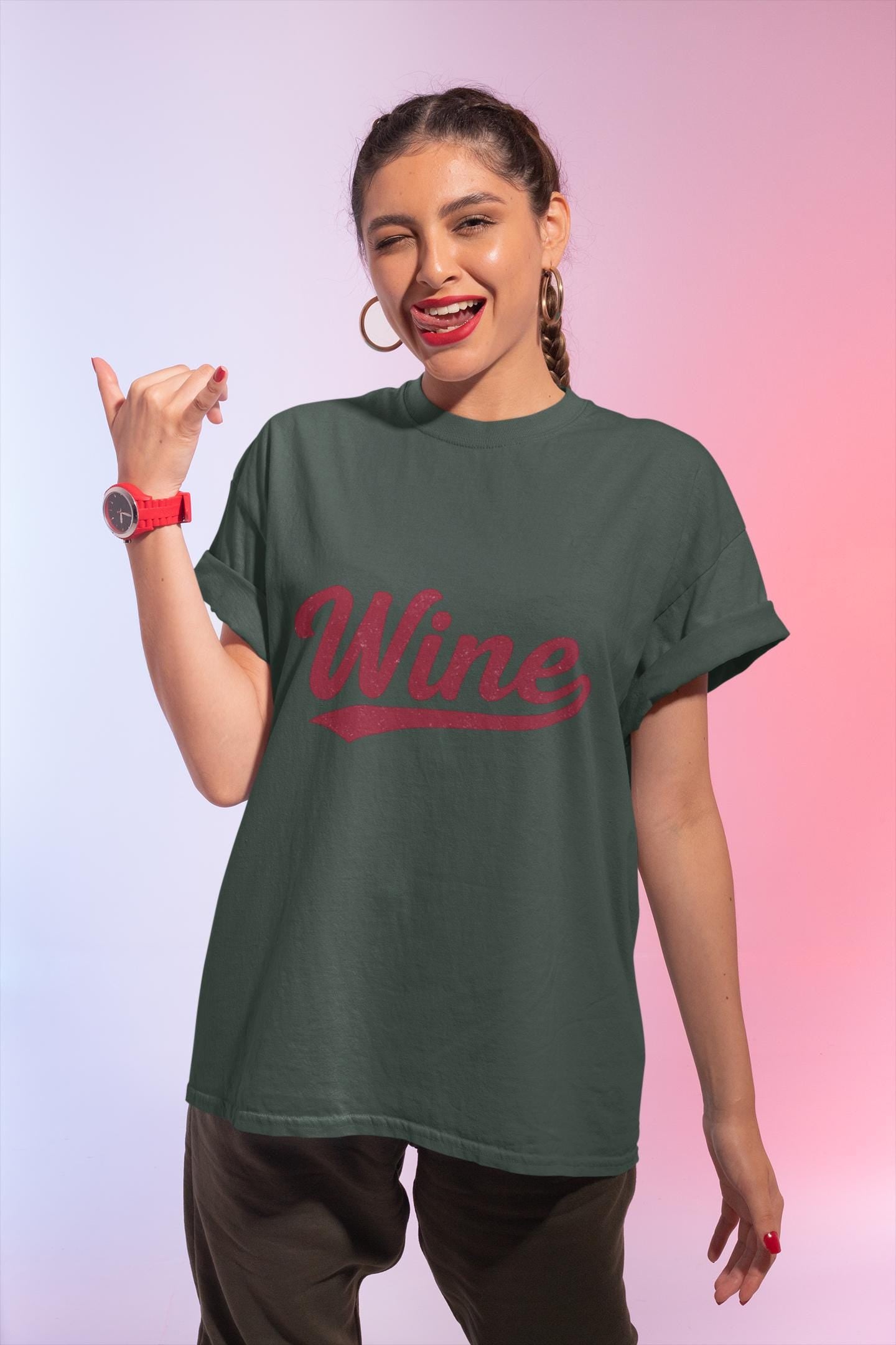 Vintage Wine Script Graphic Tee | Soft Cotton, Relaxed Fit