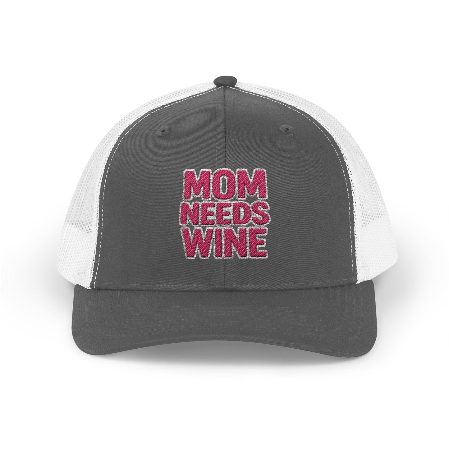 Mom Needs Wine Embroidered Trucker Hat, Funny Gift for Her