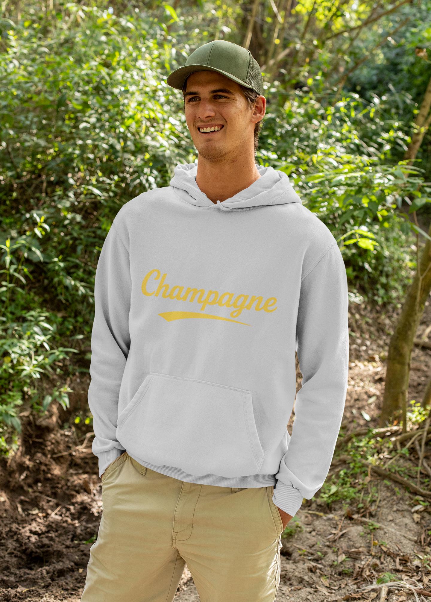 Champagne Script Hoodie, Script Logo Sweatshirt
