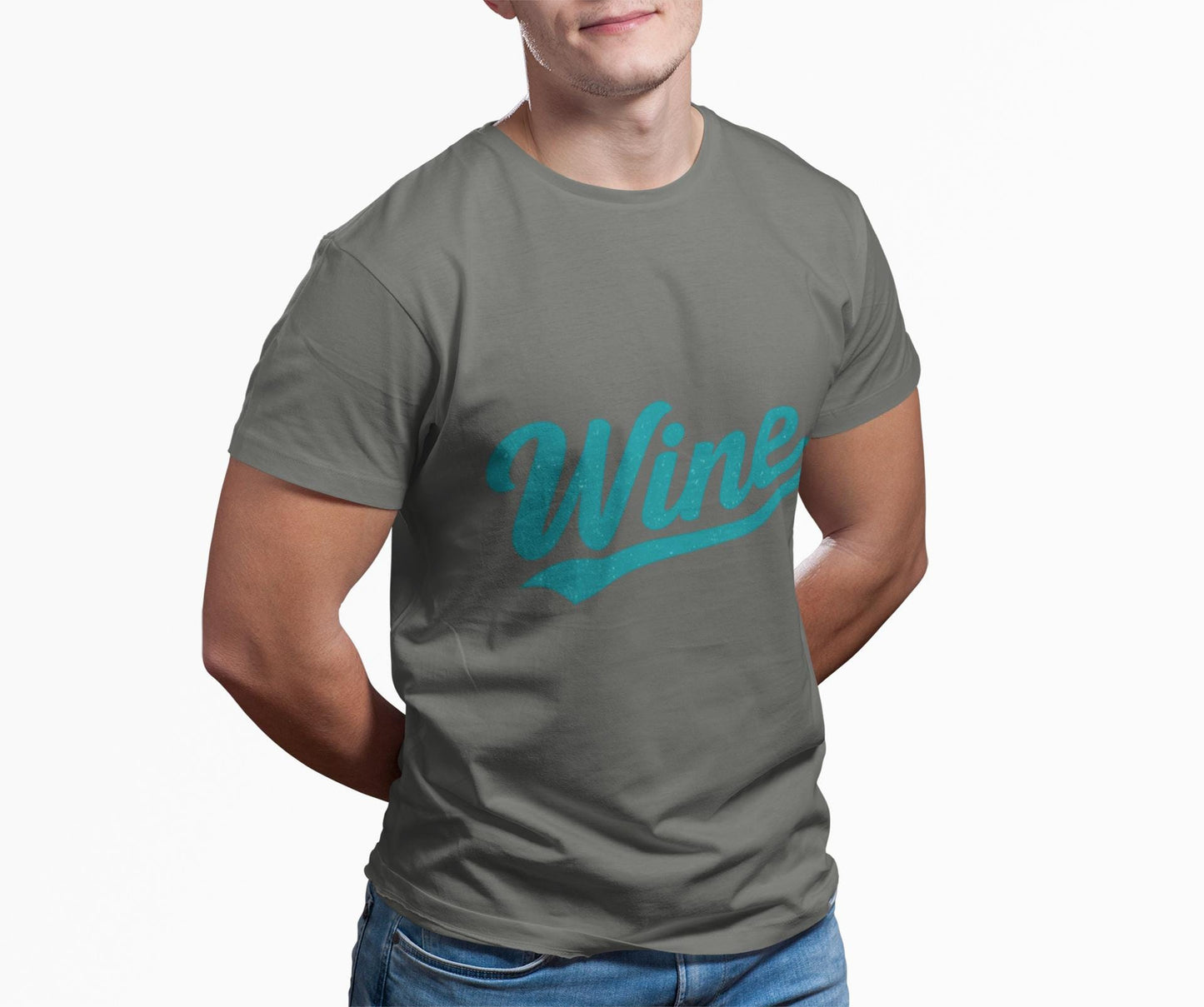 Wine Script Tee | Teal Wine Typography T-Shirt
