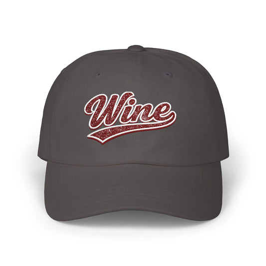 Embroidered Wine Dad Hat, Vineyard Style Cotton Cap