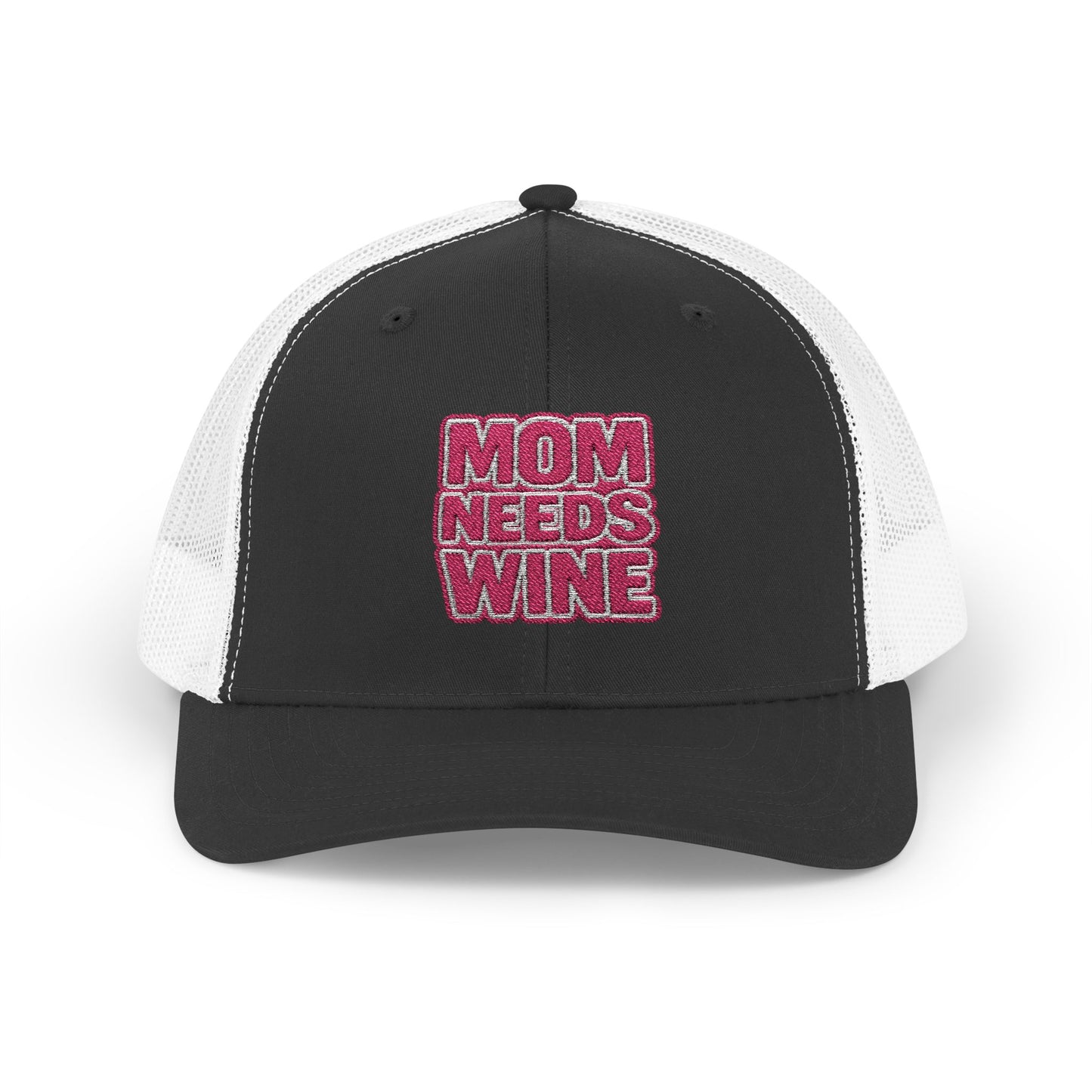 "Mom Needs Wine" Embroidered Trucker Hat