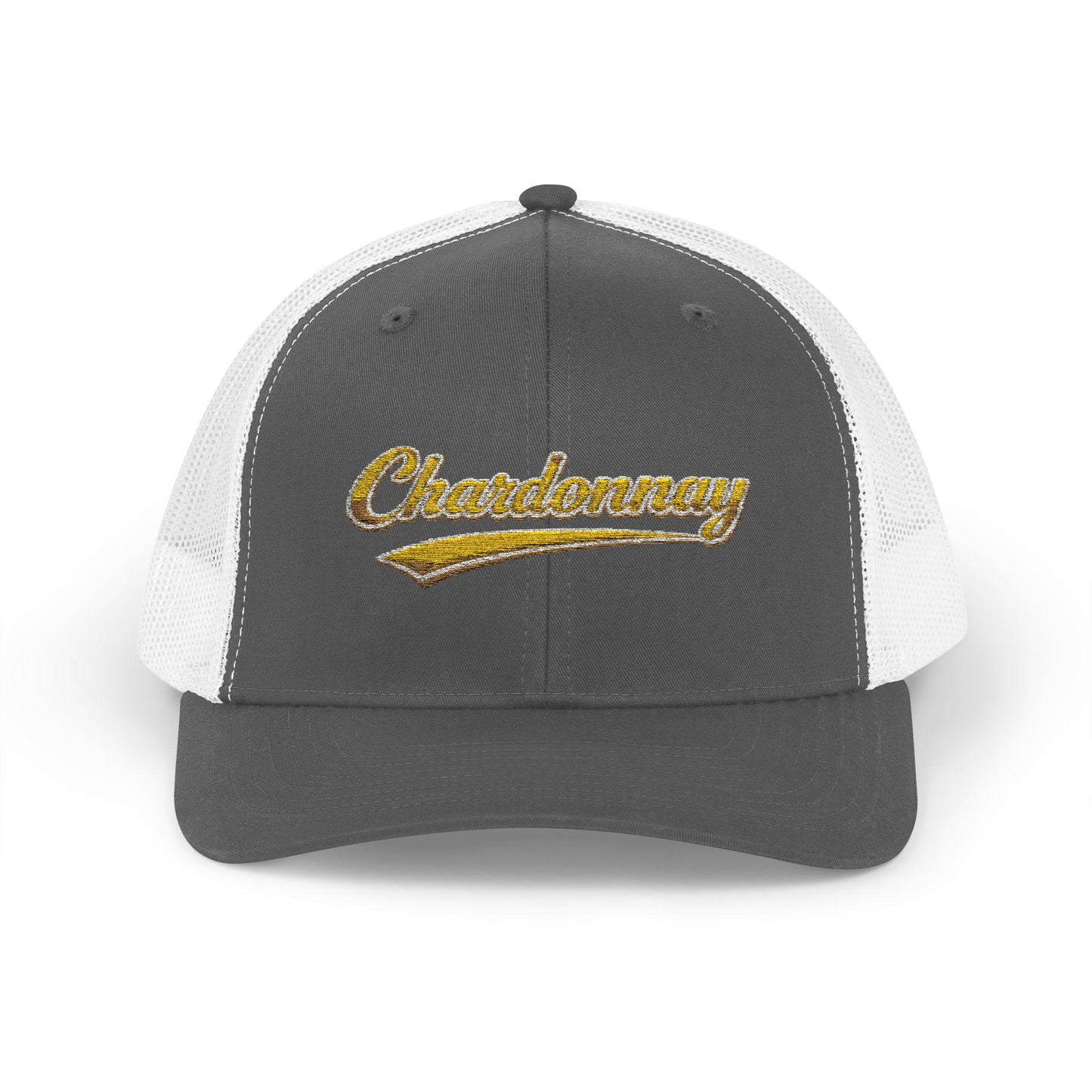 Chardonnay Script Logo Cap, Trucker Mesh Snapback