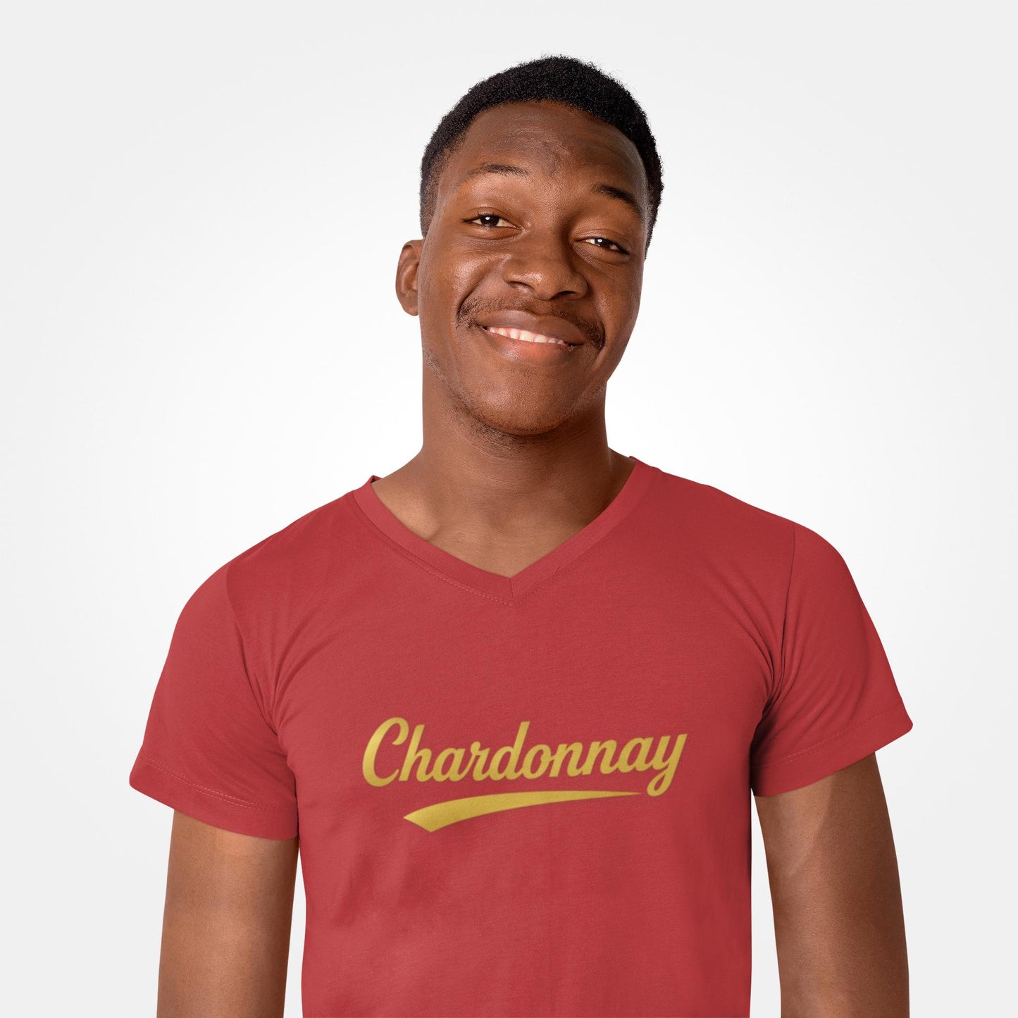 Chardonnay Script Logo V-Neck Tee, Wine Shirt, Vineyard Typography