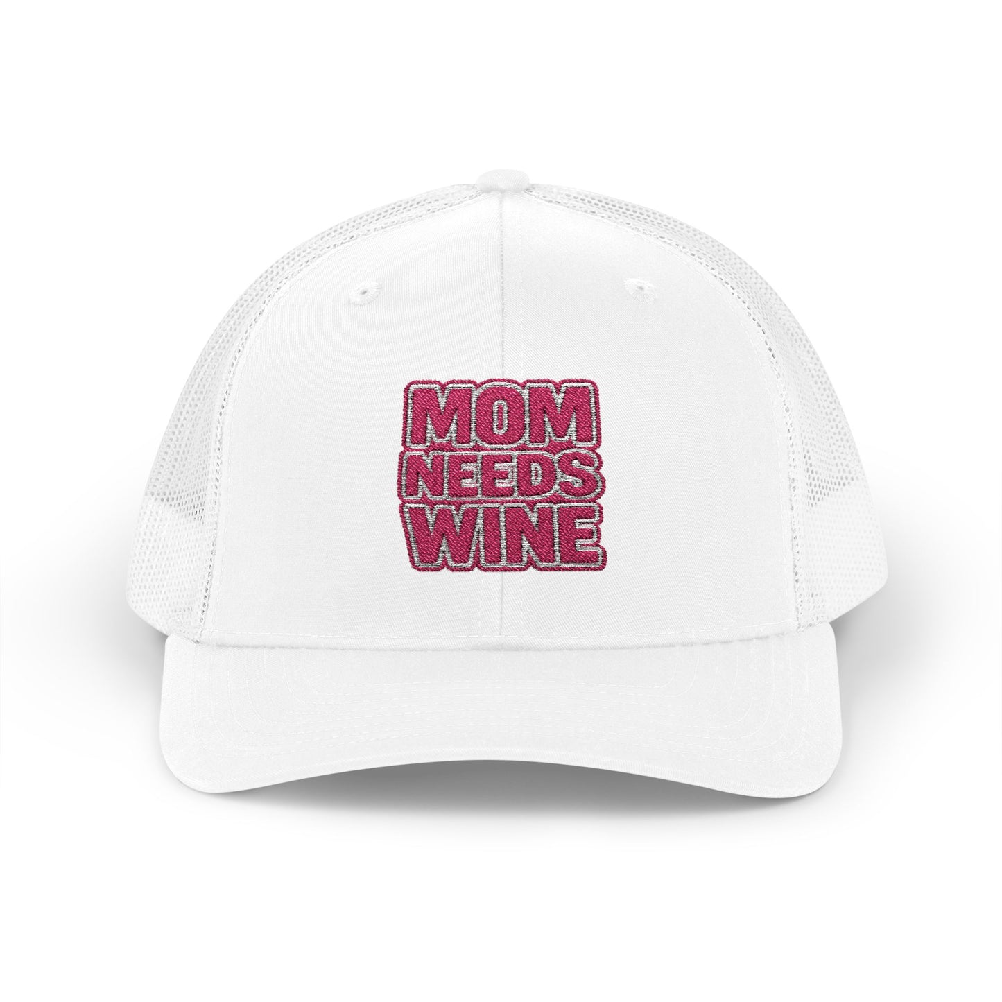 "Mom Needs Wine" Embroidered Trucker Hat