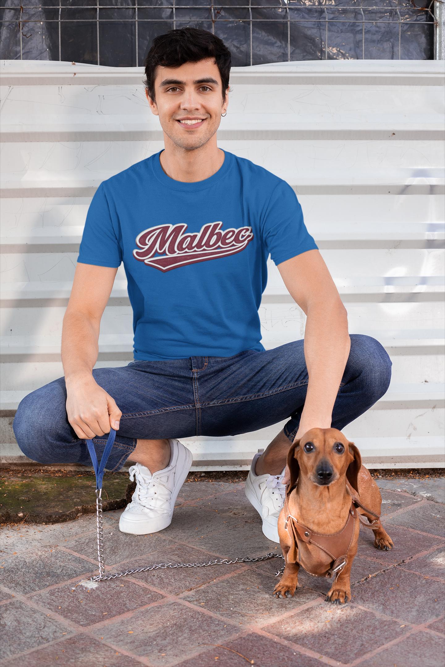 Malbec Shirt, Baseball Script Wine Tee, Unisex Wine Lover Gift