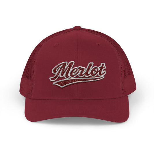 Merlot Embroidered Trucker Hat, Wine Lover Gift
