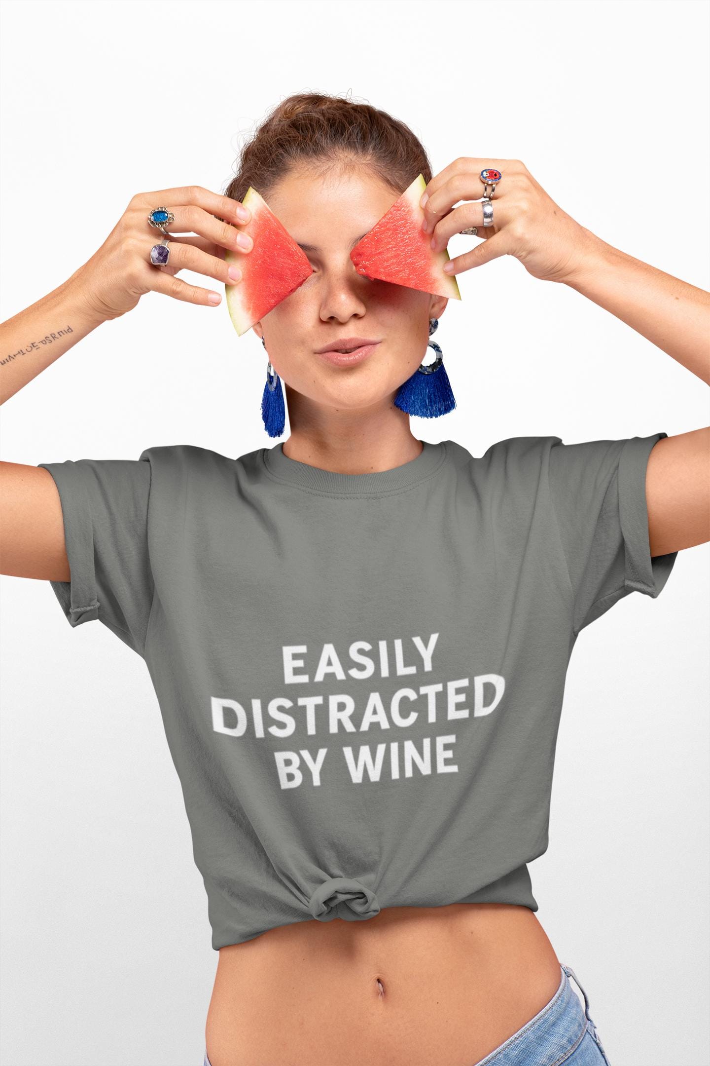 Easily Distracted By Wine T-Shirt, Funny Quote, Relaxed Fit