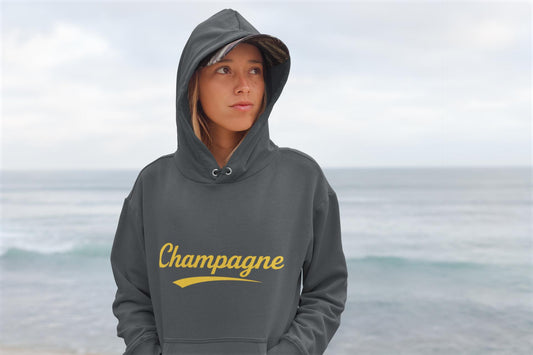 Champagne Script Hoodie, Script Logo Sweatshirt