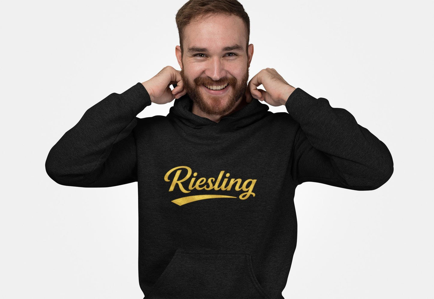 Riesling Hoodie, Wine Script Pullover Sweatshirt