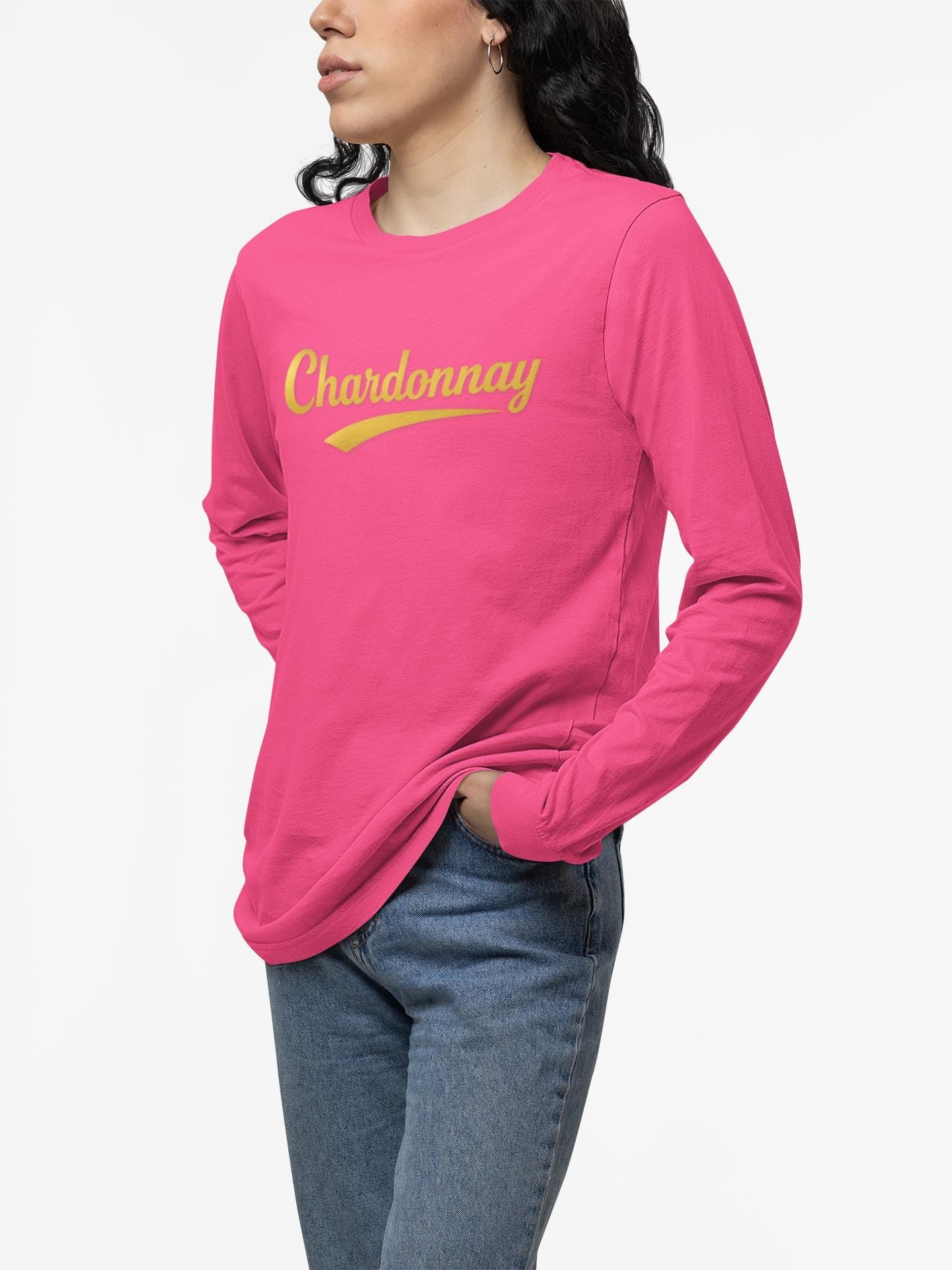 Chardonnay Script Logo Long Sleeve Tee, Wine Lovers
