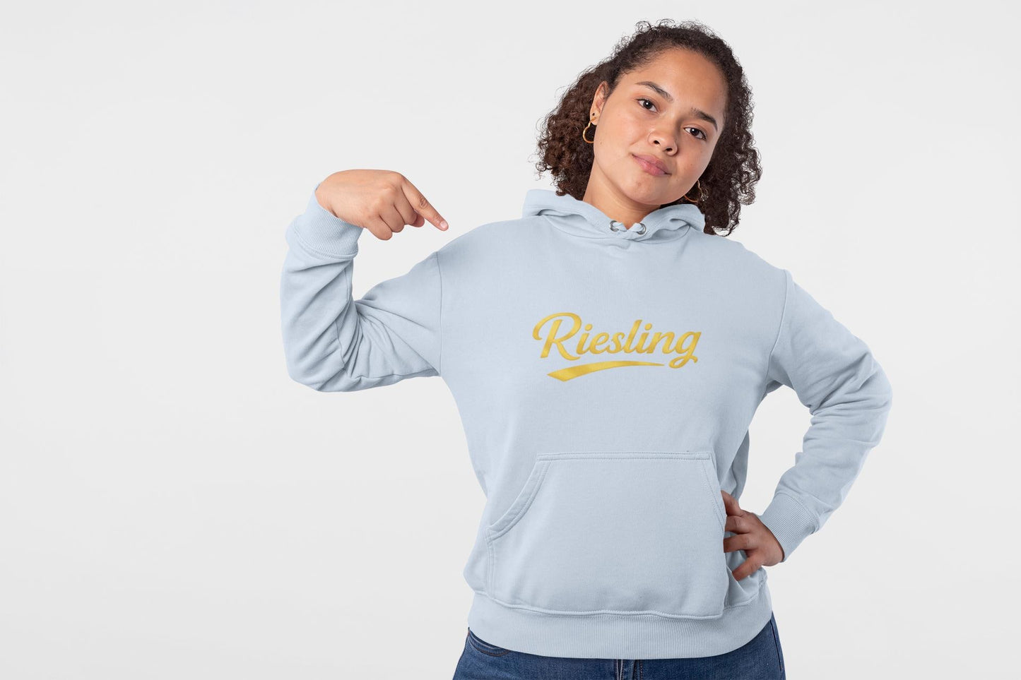 Riesling Hoodie, Wine Script Pullover Sweatshirt