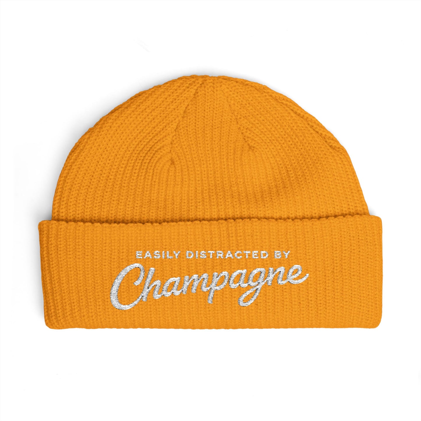 "Easily Distracted by Champagne" Embroidered Beanie