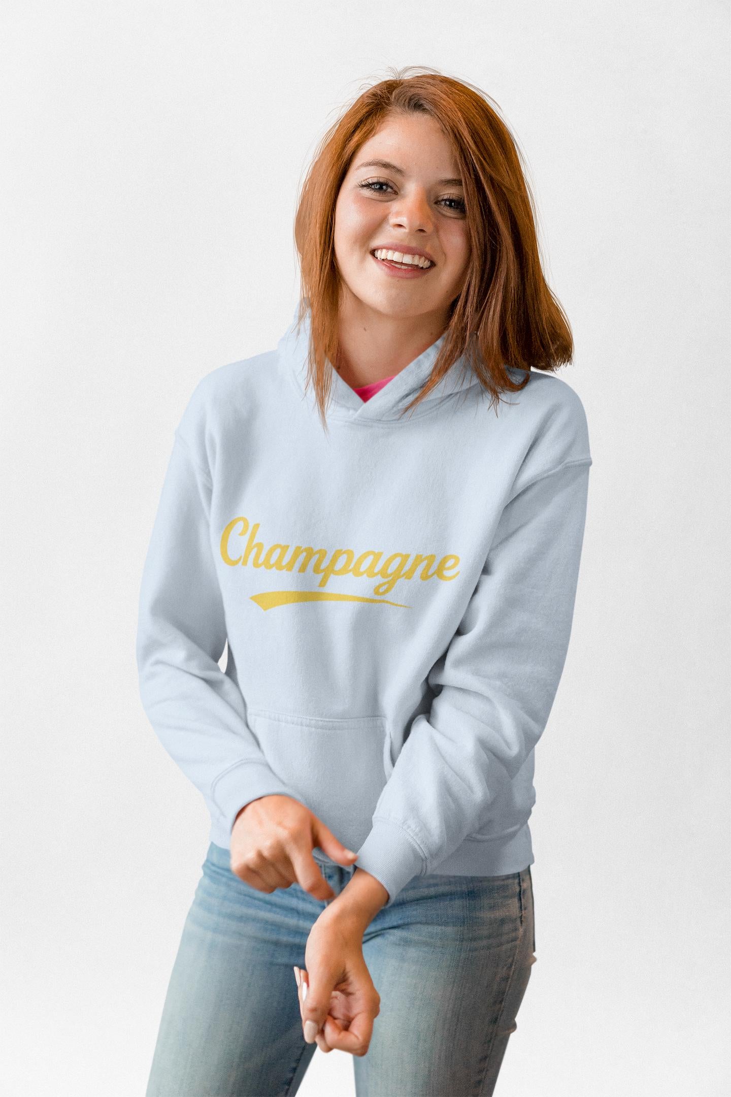 Champagne Script Hoodie, Script Logo Sweatshirt