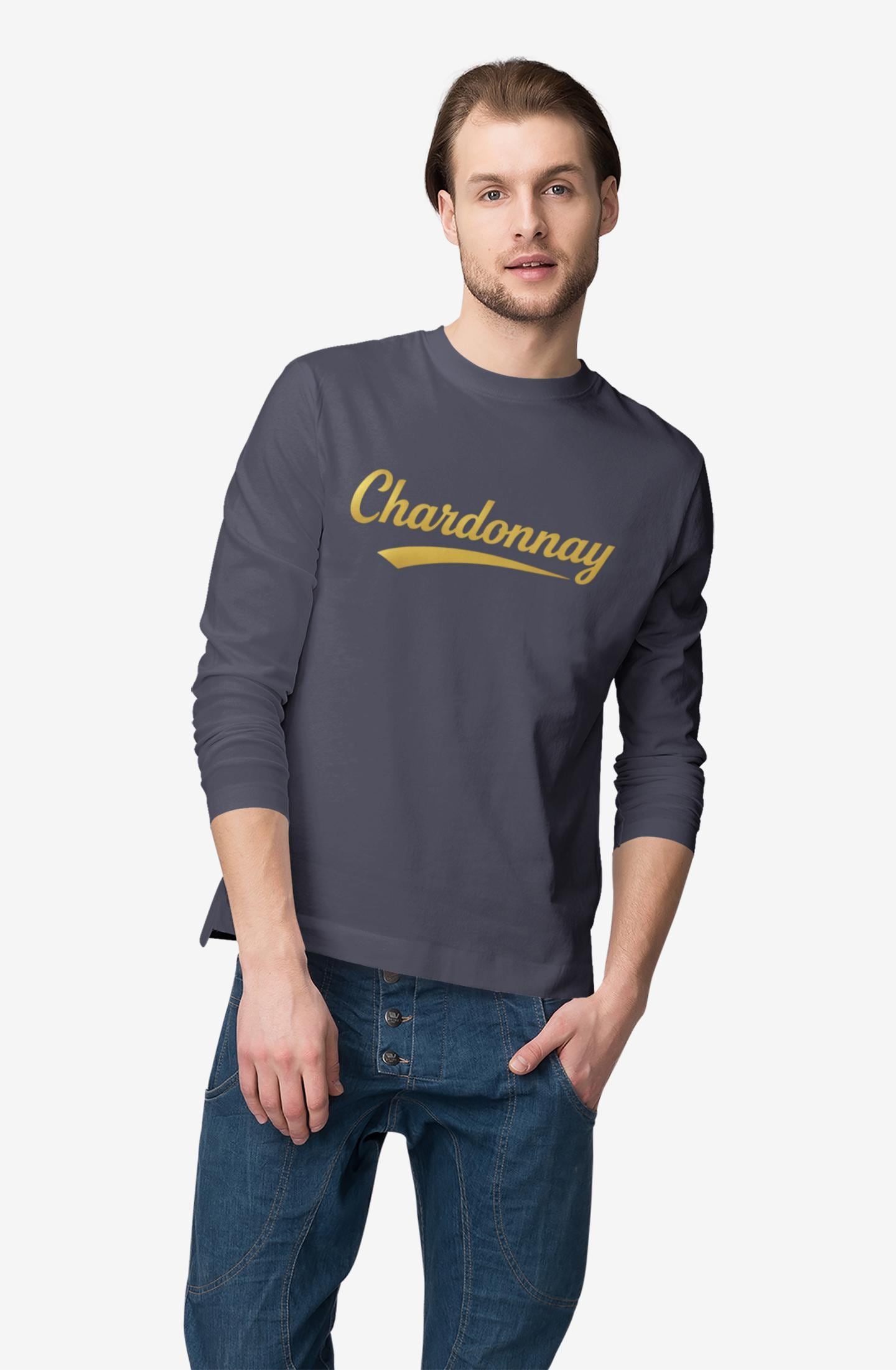 Chardonnay Script Logo Long Sleeve Tee, Wine Lovers