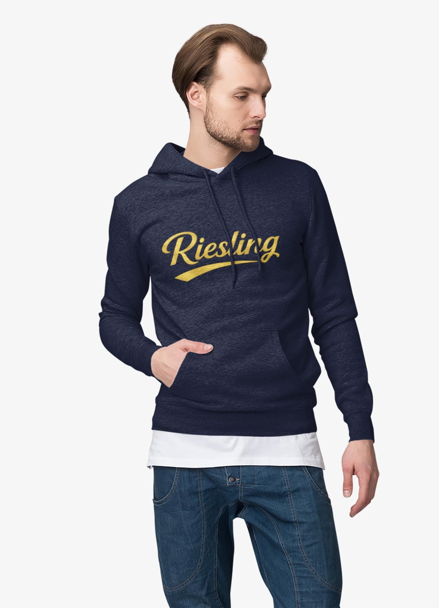 Riesling Hoodie, Wine Script Pullover Sweatshirt