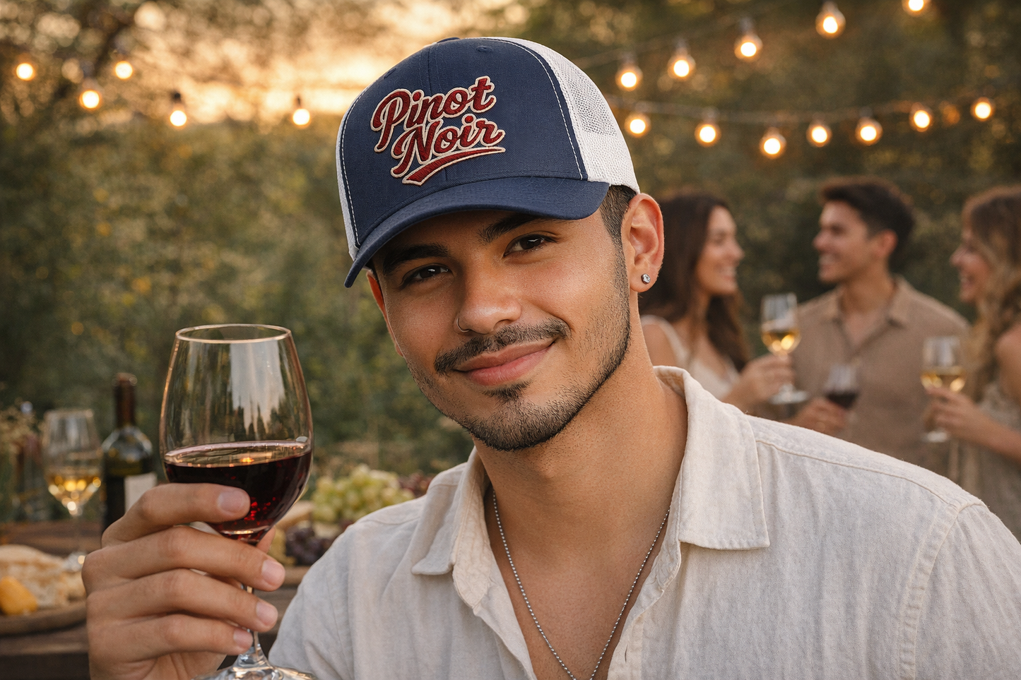 "Pinot Noir" Embroidered Trucker Cap