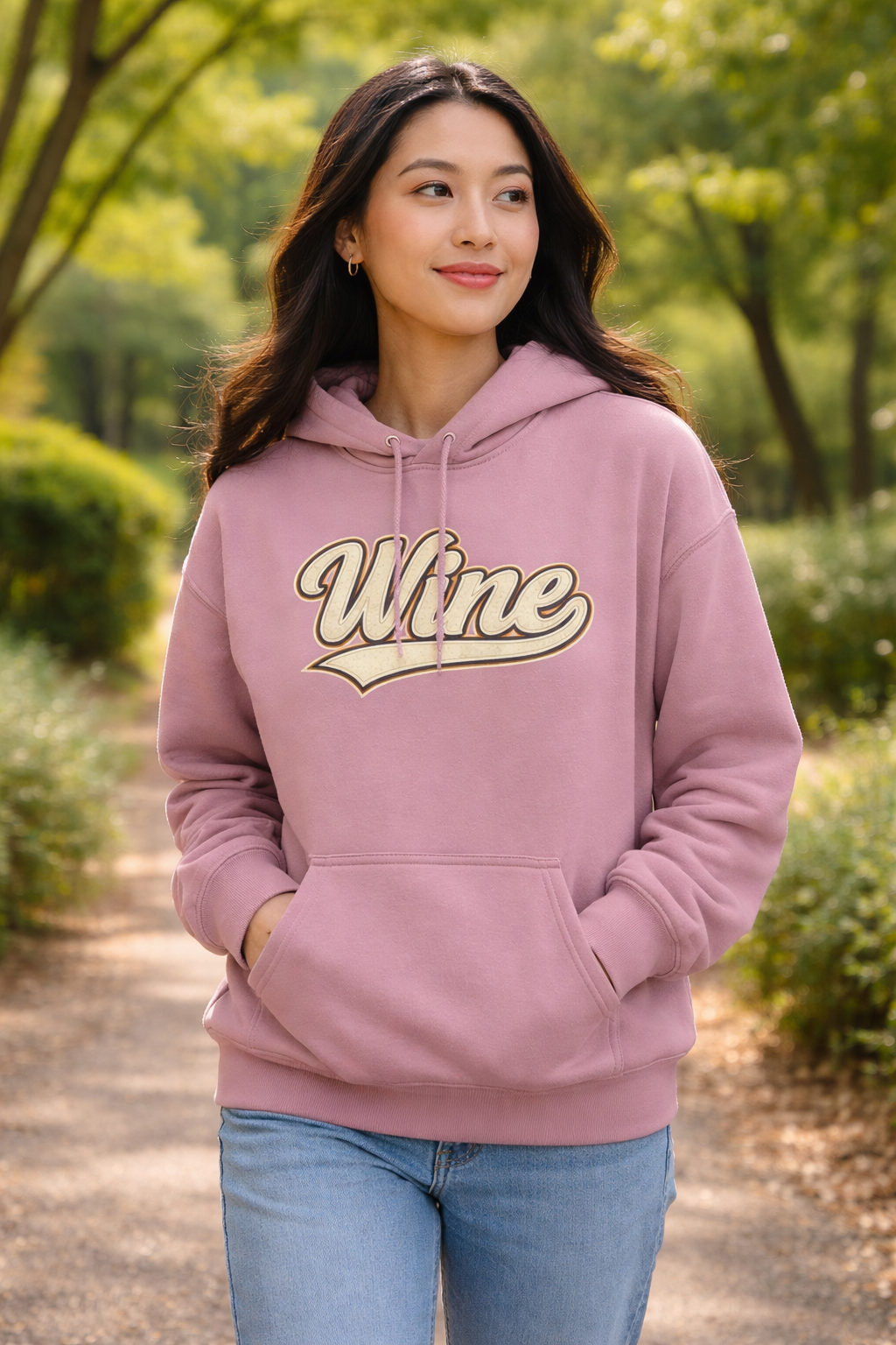 "Wine" White Script Hoodie - Limited Edition