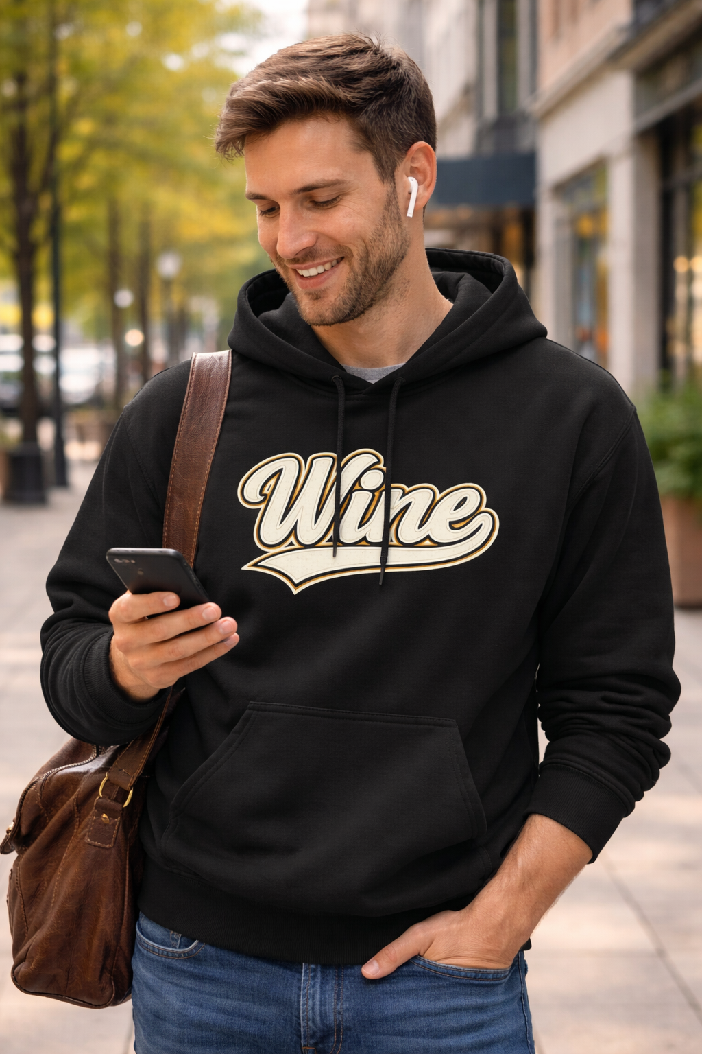 "Wine" White Script Hoodie - Limited Edition
