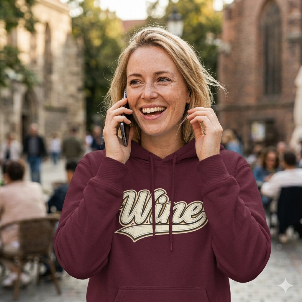 "Wine" White Script Hoodie - Limited Edition