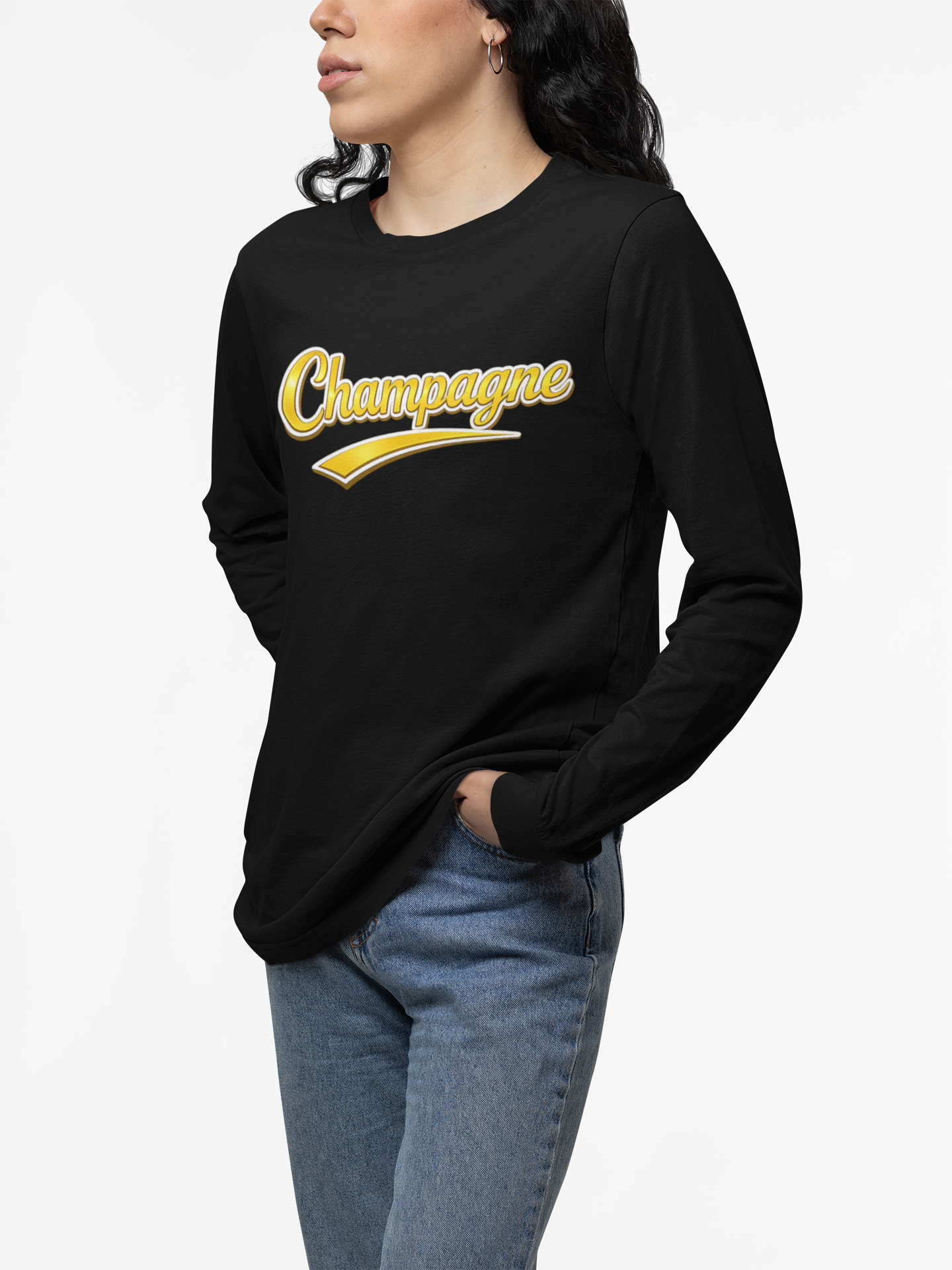 "Champagne" Script Long Sleeve Tee