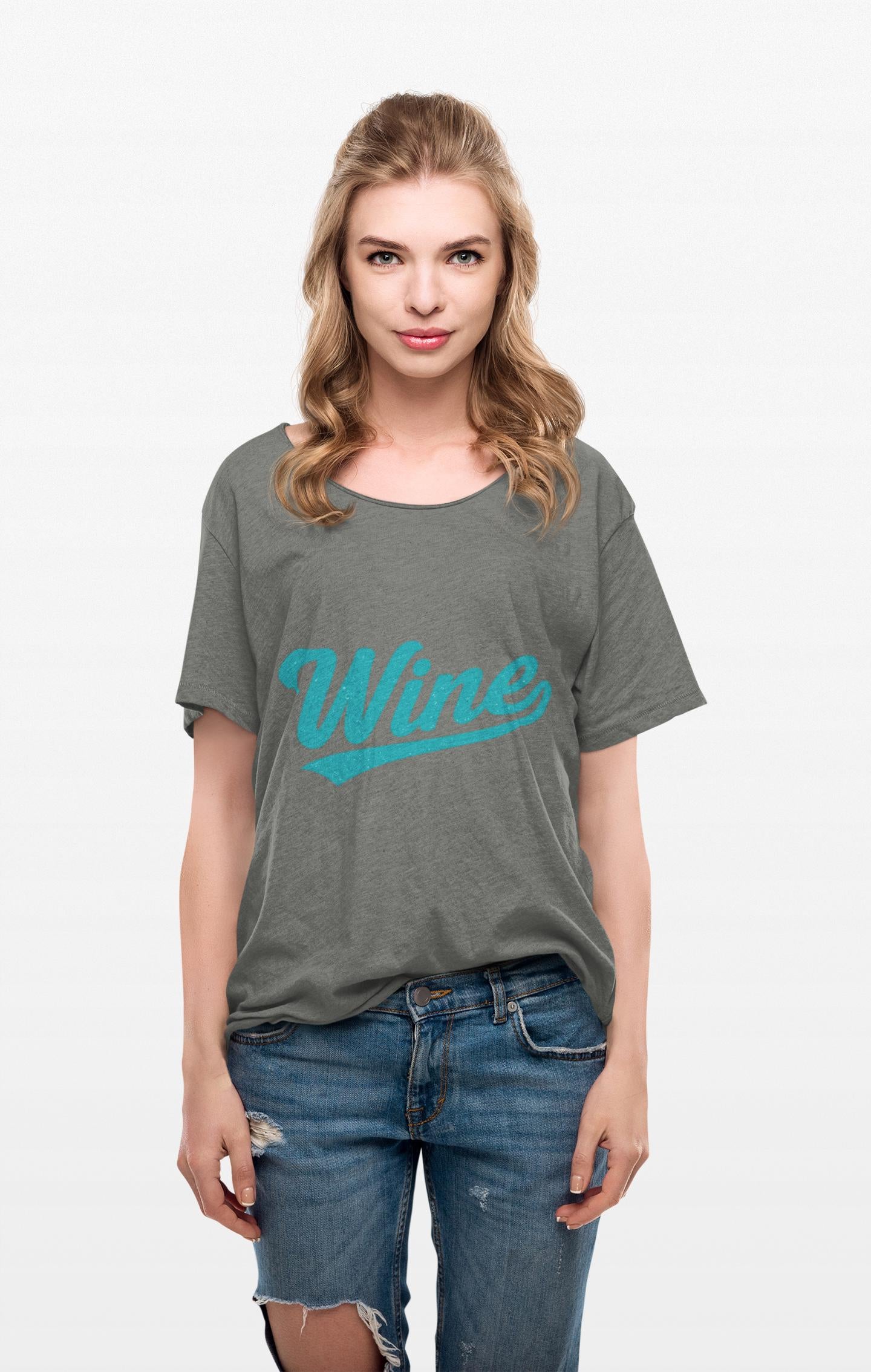 Wine Script Tee | Teal Wine Typography T-Shirt