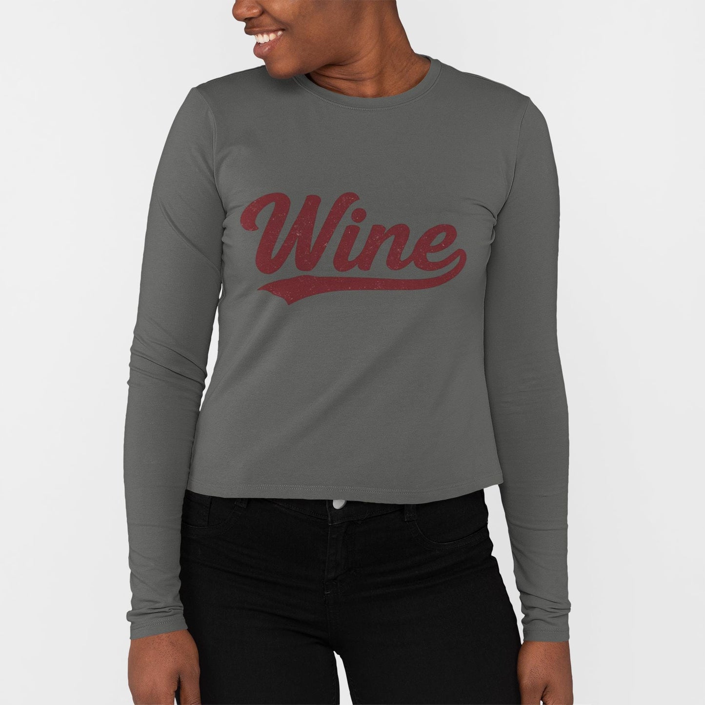Wine Long Sleeve Tee, Vintage Script, Wine Lover Gift