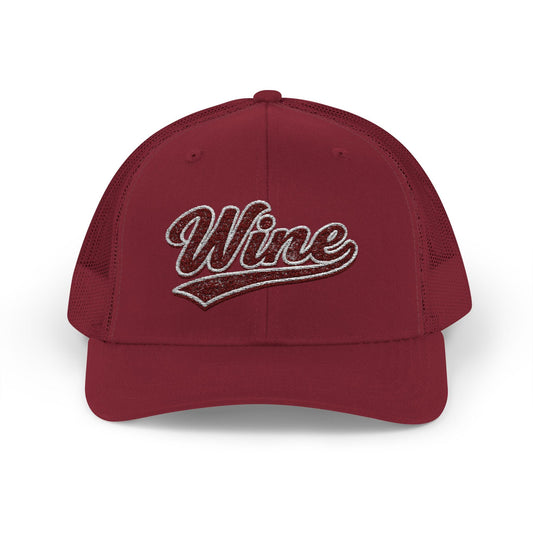 Embroidered Wine Trucker Hat, Vineyard Style Cap
