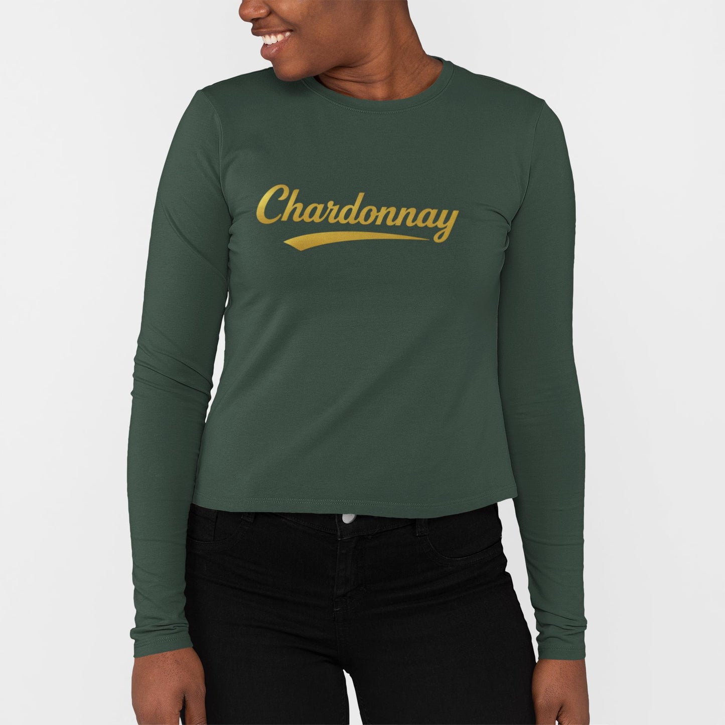 Chardonnay Script Logo Long Sleeve Tee, Wine Lovers