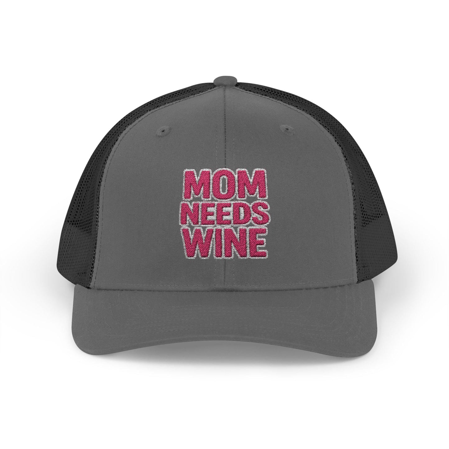 Mom Needs Wine Embroidered Trucker Hat, Funny Gift for Her