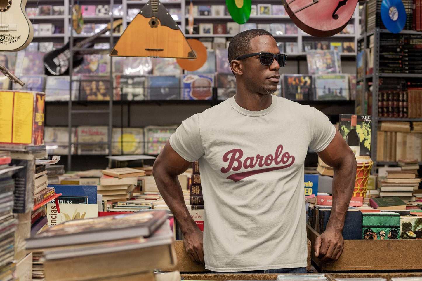 Barolo Script Logo Tee, Wine Region Italy, Burgundy Red Baseball Style